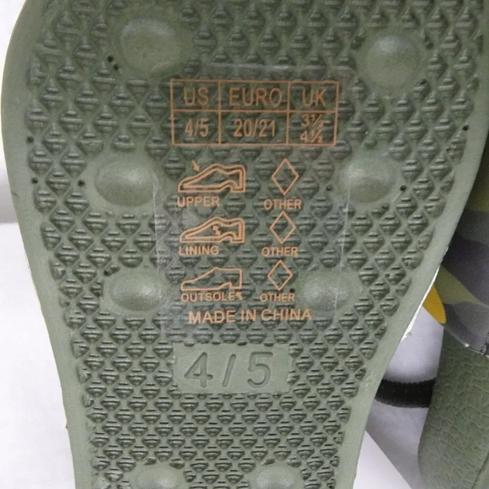 Capelli Camo Shoe Slides Sandals Slip On Green Size 4 -5 Boys Strap Pool Beach